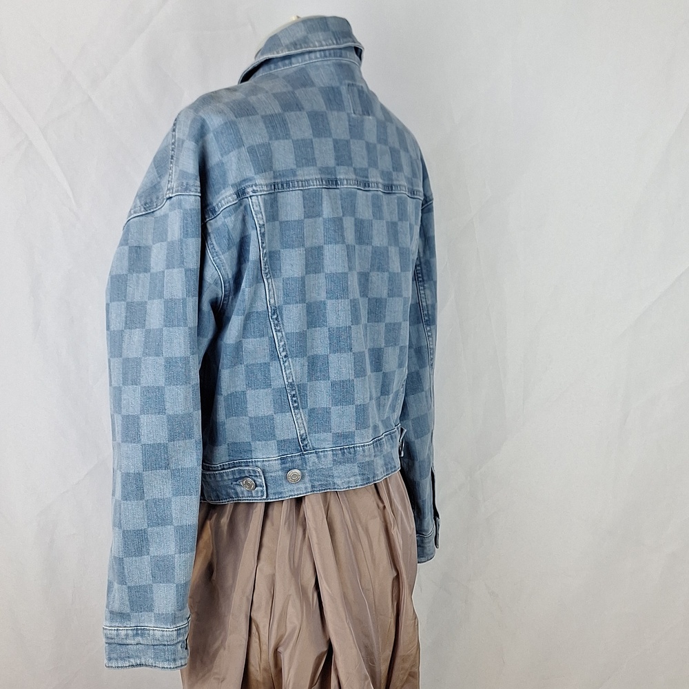 Wild Fable Checkerboard Light Wash Denim Jacket - Blue - Picture 2 of 7